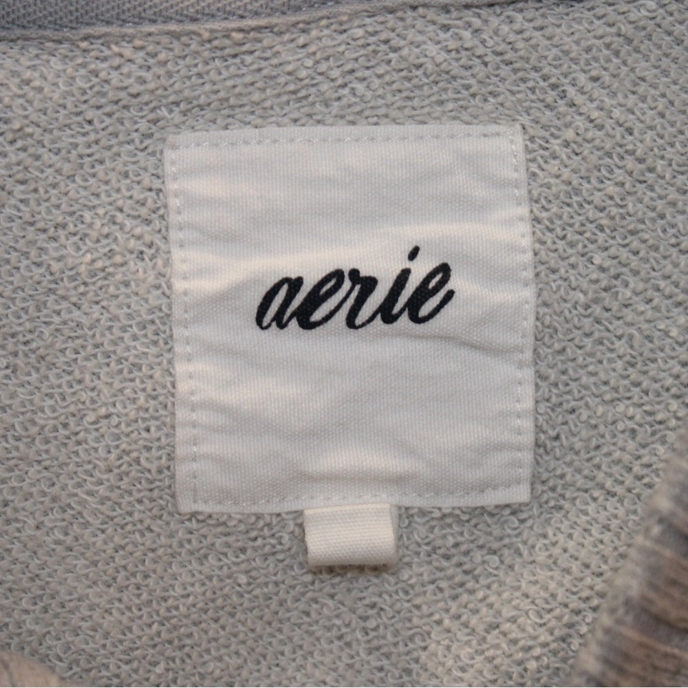Aerie Down‑To‑Earth Henley Hoodie Oversized Gray Sweatshirt — XS - Picture 12 of 13